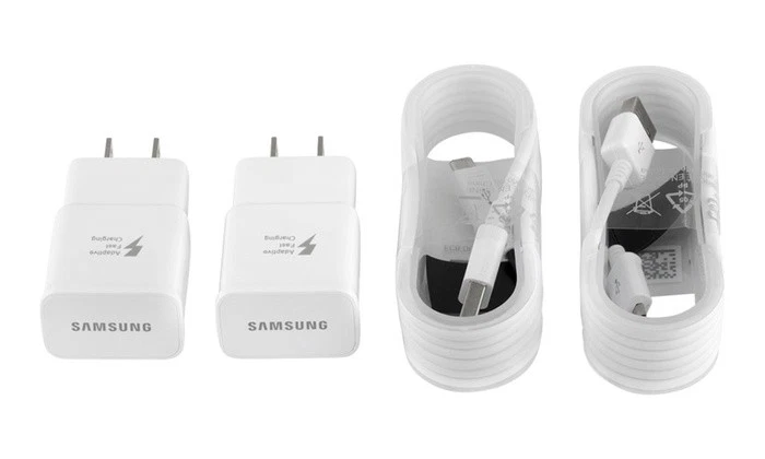 Samsung Fast OEM Charger + 2 5ft Micro USB Cables Galaxy S6 S7 Edge Note 4 5 - Image 1 of 1