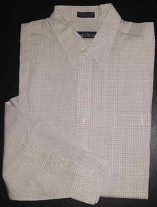 Nautica Shirt Geometric Grids White Red Blue Gold L 16.5/34 Button-Front s3854 - Picture 1 of 7