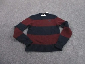 Abercrombie Sweater Boys L Blue Red Striped Wool Muscle Outdoor Jumper Youth NEW - Picture 1 of 11