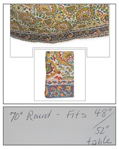 Juego de 1 mantel y 4 servilletas redondas Pottery Barn patrón cachemir 70" - Imagen 1 de 7