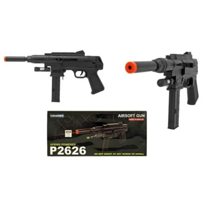 UK ARMS 1:1 Spring Airsoft 6mm BB Gun SMG Rifle Pistol 200fps Air Soft Tec-9 Laser Sight