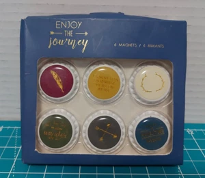 Indigo Enjoy the Journey Fridge Magnets Set of 6 Small Round Refrigerator Magnet - Bild 1 von 5