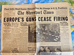 The Shreveport Times 9. Mai 1945 Europas Unterlassungszeitung 10 Seiten - Bild 1 von 4