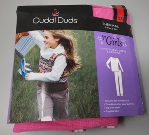 Girls Cuddl Duds XS (4/5) Thermal PINK Tagless Thumbholes Waffleknit 2-Piece Set - Picture 1 of 5