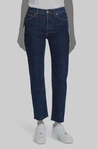 $265 Re/done/ Levi Women's Blue High Waist Fray Hem Denim Jeans Pants Size 30 - Picture 1 of 1