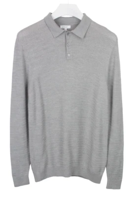 REISS Suéter Hombre MEDIUM Pullover Mezcla De Lana Tricotado Cuello Polo Melange - Imagen 1 de 4