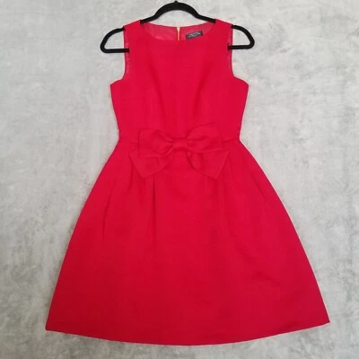 TAHARI Athur S. Levine красный платье маленький передний бант 2 кармана полностью на подкладке Барби - Изображение 1 из 4