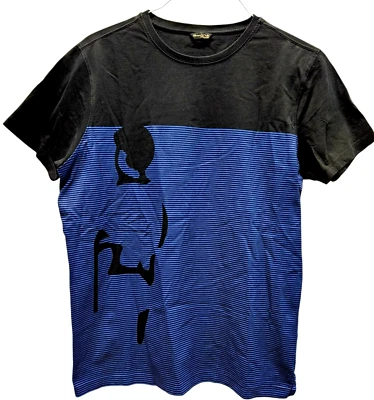 MASSIMO DUTTI - Camiseta Vintage Algodón, Silueta Negra/Azul Marino, Unisex Talla M Foto 1 de 4