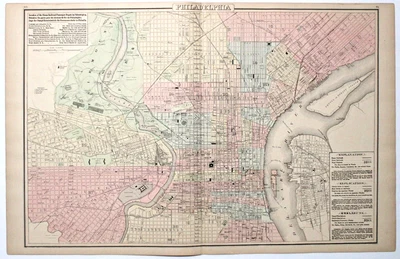 "PHILADELPHIA" PENNSYLVANIA Antique original city map 1881 - Image 1 of 3