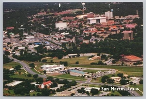 Luftaufnahme von San Marcos Texas TX 4x6 Postkarte Innenstadt Universität Stadt Büros - Bild 1 von 2