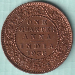 INDIA BRITÁNICA 1936 REY GEORGE V MONEDA RARA DE UN CUARTO ANNA - Imagen 1 de 2
