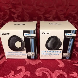 Vivitar 58mm 2.2X Professional Telephoto Lens + 58mm 0.43x Wide Angle W/macro - Picture 1 of 5