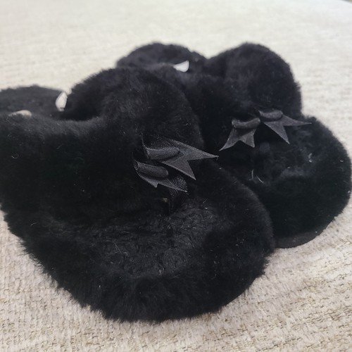 Infradito UGG Australia nere in pelle di pecora con fiocco accento da donna taglia 9 ciabatte