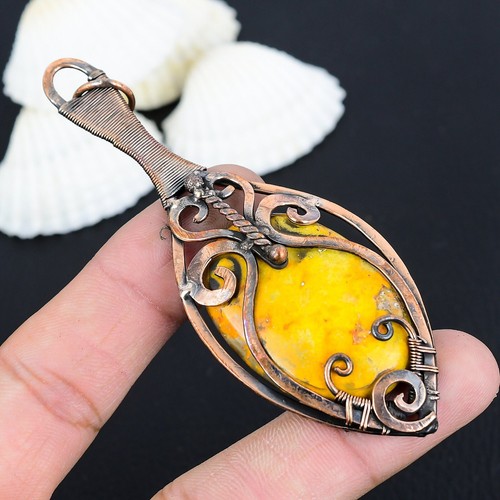 VETEMENTS Ciondolo di design diaspro giallo filo di rame avvolto regalo per anniversario