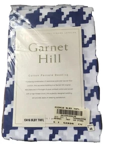 New Garnet Hill Blueberry Retired Pattern Blue Houndstooth CheckTwin Flat Sheet - Picture 1 of 3