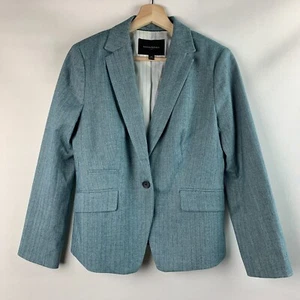 Banana Republic Jacket Green Collared Buttons Long Sleeve Pockets Lined Size 4P - Picture 1 of 12