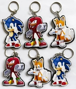 SONIC THE HEDGEHOG KEYRING BAG CHARM PARTY LOOT LOLLY FAVOUR BAG FILLERS PK OF 6 - Picture 1 of 4