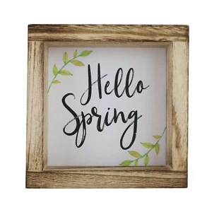 Bauernhaus Holz Hallo Frühling Schild 6 Zoll x 6 Zoll Wohndeko - Bild 1 von 9