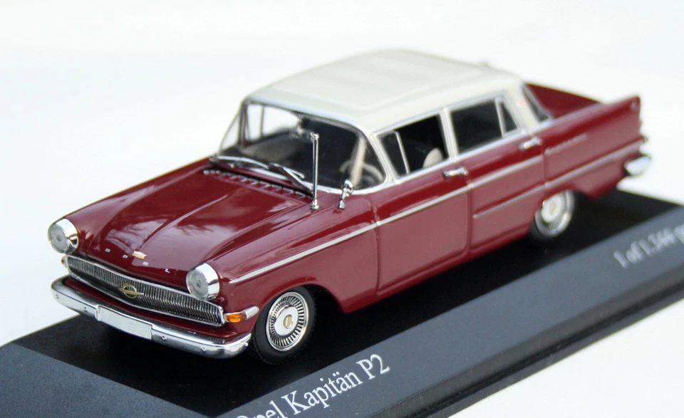 Opel Kapitän P2 Limousine Bj. 1959-1963, Rosso Scuro, Minichamps-Modell Im M.1 : - Immagine 1 di 4