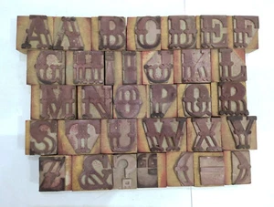 33 Pieces A To Z Letterpress Wood/Wooden Hand-Carved Matrices for Type English - Picture 1 of 6