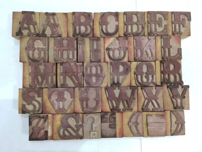 33 Pieces A To Z Letterpress Wood/Wooden Hand-Carved Matrices for Type English - Image 1 of 4