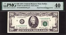 $20/$10 1974 Federal FRN Dallas FR 2071-K PMG 40 - Double Denomination Error