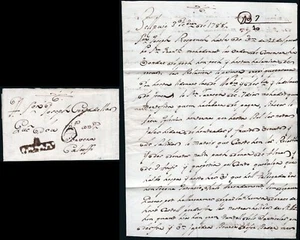 Lérida - Prefilatelia - Bellpuig - PE 1 (tinta escribir) - 1785 - Carta a Calaf - Imagen 1 de 1