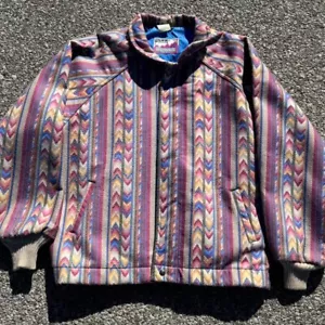 Vintage 1990s XXL Aztec Pastel Geometric Walls Workwear Puffer Coat - Picture 1 of 8