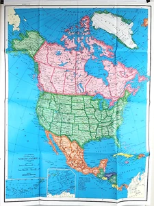 VTG EXUC 80's Colorprint Map United States 50"x38" by American Map Company 9563 - Picture 1 of 11