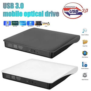 DVD CD RW USB External CD RW Disc Burner Drive Reader Windows 7 10 11 Laptop PC - Afbeelding 1 van 34