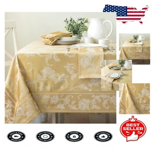 Luxurious 60" X 144" Gold Damask Table Cover for Dining & Holiday Celebrations - Picture 1 of 9