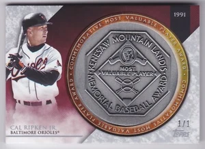 2017 Topps Update Series Cal Ripken Jr. Platinum MVP Award Medallion 1/1 Orioles - Picture 1 of 2