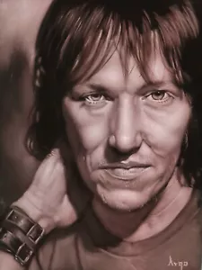 Elliott Smith, misura 24"x18", olio su velluto nero. A627 - Foto 1 di 15