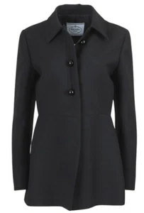 PRADA BLACK WOOL LADIES BUTTONED JACKET 46/12 NEW - Picture 1 of 9