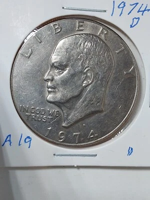 1974-D Eisenhower Dollar Error- Filled In D  Reverse- On Earth Islands Misalined - Image 1 of 2