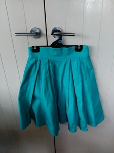 Laura Byrnes California turquoise unlined cotton Ladies rockabilly skirt size L - Picture 1 of 5