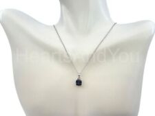 0.5ct Cushion Simulated Blue Sapphire Solitaire Pendant 14k White Gold Plated