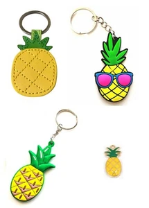 Borsa portachiavi ananas ciondolo pelle gomma morbida PVC metallo becco (4 confezioni) - Foto 1 di 7