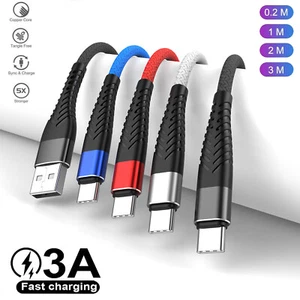 Braided USB C Fast Charging 3A Quick Charger Cord For Samsung S24 Google 8 7 Pro - Picture 1 of 22