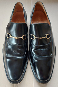 Mens Authentic GUCCI Horsebit Loafer Shoes Black Leather Made In Italy 42.5 EU