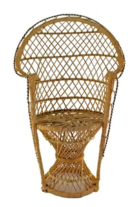 Vintage 70er Jahre Korb Pfau Pflanzenständer 15,5" Rattan Ex-Zustand - Bild 1 von 16