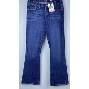 Levis Signature NWT Youth Sz 16 Distressed Whiskering Blue Denim Adj Waist Flare - Picture 1 of 9