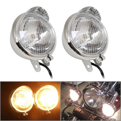 Chrome Passing Fog Lights Fit Fit Kawasaki Vulcan VN 800 900 1500 1600 1700 2000 - Image 1 of 4