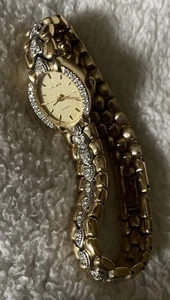 Ladies Elgin Elegant Watch Crystals Heart Gold Silver Two Tone Heart Band ELA788 - Picture 1 of 4