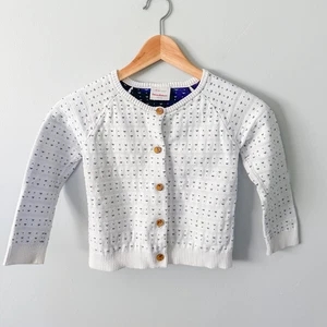 Hanna Anderson White and Navy Cardigan - Size US 6 - Picture 1 of 9