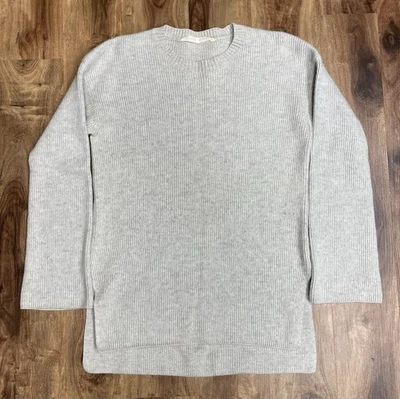 Suéter Athleta Mezcla Lana Cachemira Mujer M Crema Acanalado Cuello Redondo con Abertura Lateral Foto 1 de 4