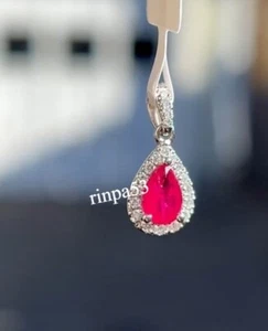 Burmese Syn Ruby Valentine's Day Wear Pendant Jewelry Gift For Women's 925 SS - Picture 1 of 4