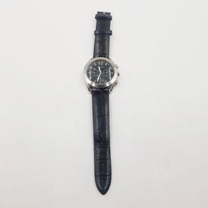 Orologio Uomo Cardini Argento Cinturino Pelle Nero Cassa Acciaio Giappone Batteria Nuova - Foto 1 di 4