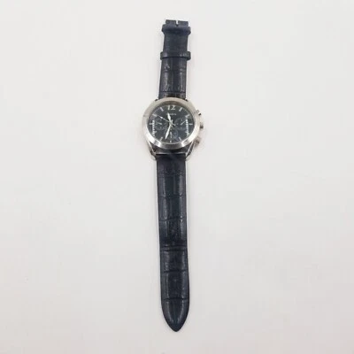 Reloj Cardini plateado para hombre correa de cuero negro caja de acero inoxidable Japón batería nueva Foto 1 de 4