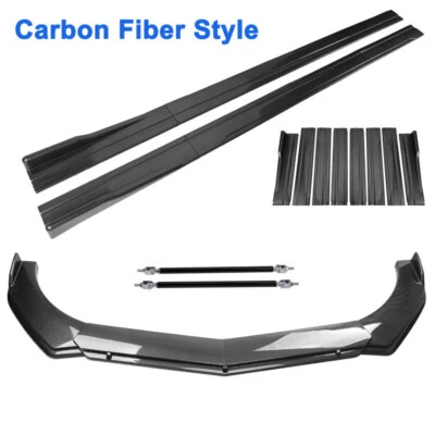 For BMW 520i 528i 535i Front Bumper Lip Splitter + Side Skirt Carbon Fiber Foto 1 de 4